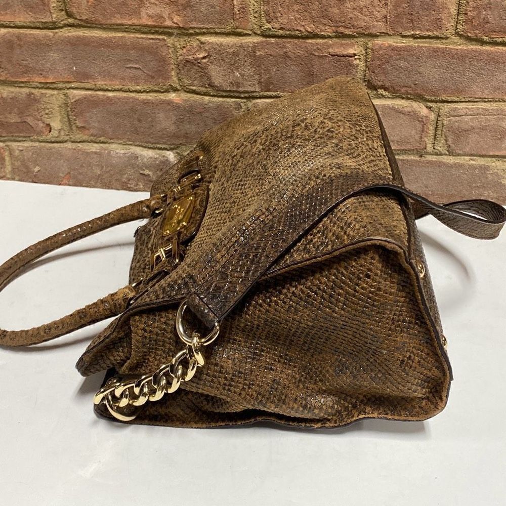 Michael Kors Hamilton Brown Python Snakeskin Leat… - image 7